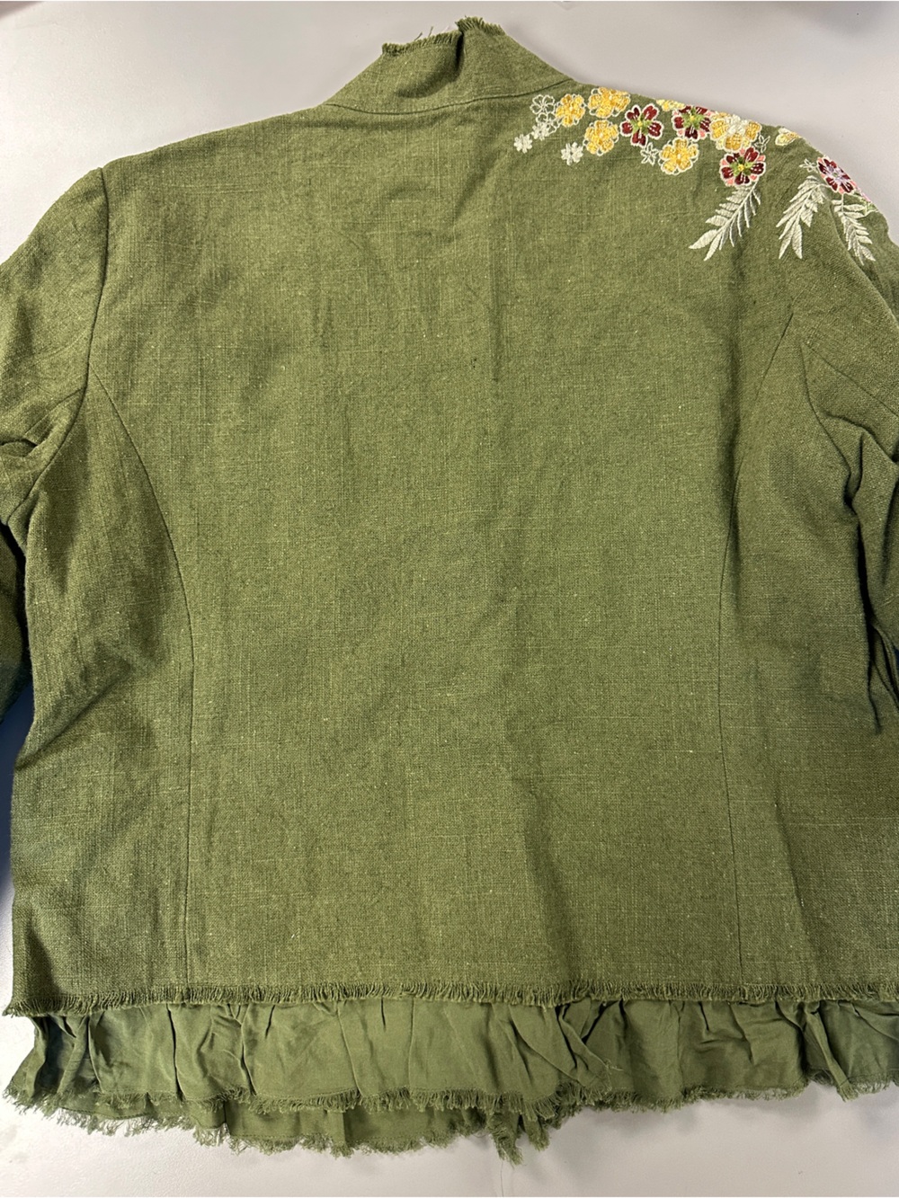 Sundance Olive Green Embroidered Floral Jacket - Picture 6 of 6
